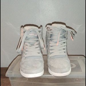 Adidas grey suede wedge sneakers